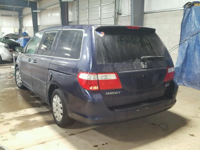 5FNRL38257B134049 - 2007 HONDA ODYSSEY LX BLUE photo 3