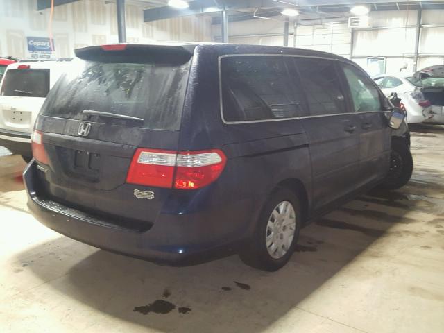 5FNRL38257B134049 - 2007 HONDA ODYSSEY LX BLUE photo 4