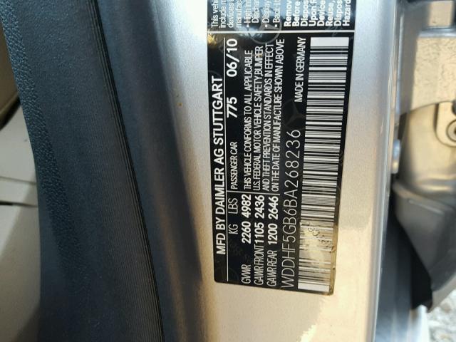 WDDHF5GB6BA268236 - 2011 MERCEDES-BENZ E 350 SILVER photo 10