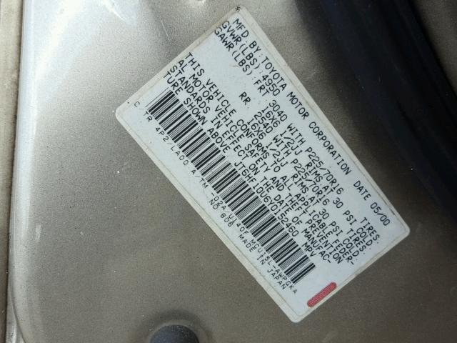 JT6HF10U6Y0152460 - 2000 LEXUS RX 300 GOLD photo 10