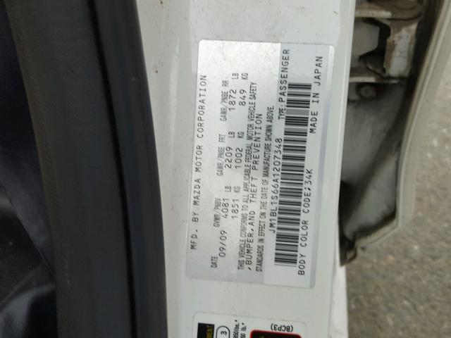 JM1BL1S66A1207348 - 2010 MAZDA 3 S WHITE photo 10