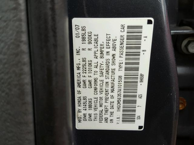 1HGCM56357A101508 - 2007 HONDA ACCORD SE BLUE photo 10