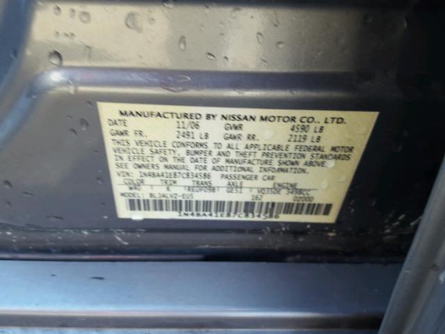 1N4BA41E87C834586 - 2007 NISSAN MAXIMA SE GRAY photo 10