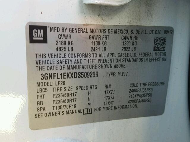 3GNFL1EKXDS509259 - 2013 CHEVROLET CAPTIVA LS 白色 照片 10