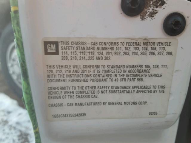 1GBJC34275E242839 - 2005 CHEVROLET SILVERADO Ağ foto 10