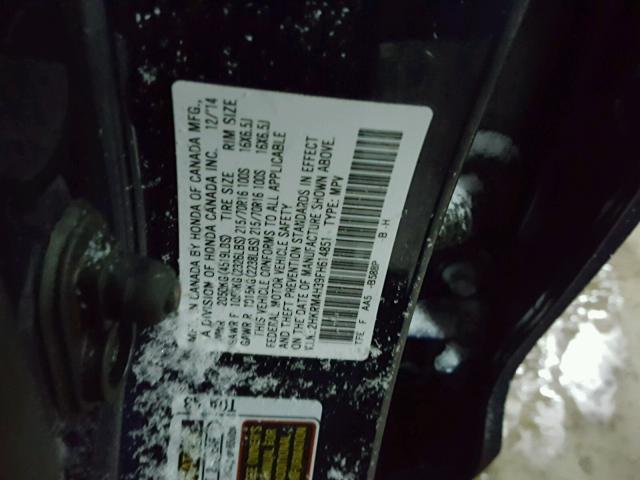 2HKRM4H39FH614851 - 2015 HONDA CR-V LX BLUE photo 10