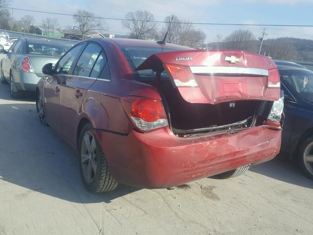 1G1PE5SB2D7188862 - 2013 CHEVROLET CRUZE LT MAROON photo 3