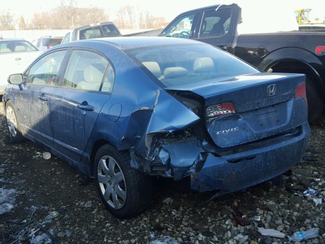 1HGFA16598L078336 - 2008 HONDA CIVIC LX BLUE photo 3