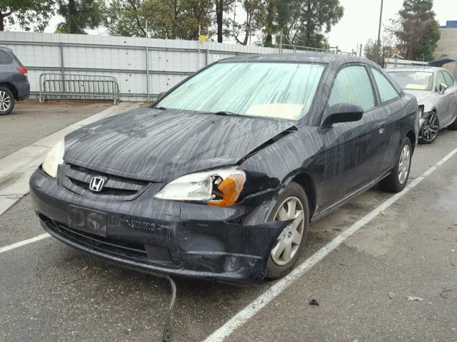 1HGEM22922L051116 - 2002 HONDA CIVIC EX BLACK photo 2