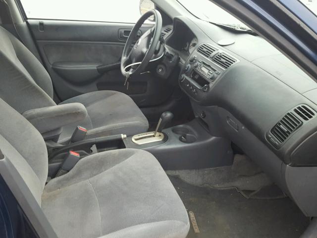 1HGES26721L021336 - 2001 HONDA CIVIC EX BLUE photo 5