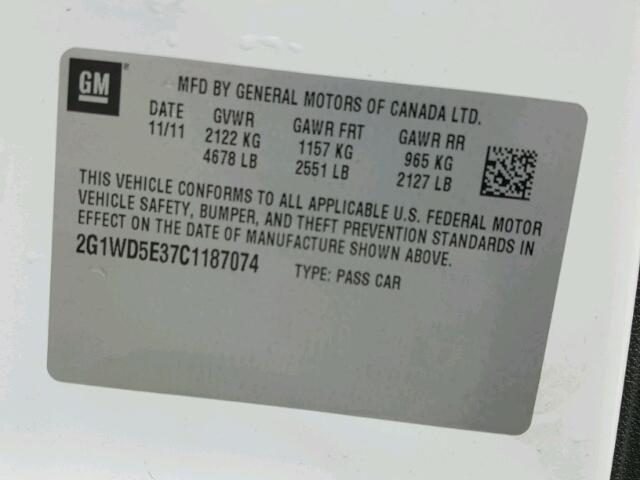 2G1WD5E37C1187074 - 2012 CHEVROLET IMPALA POL TWO TONE photo 10