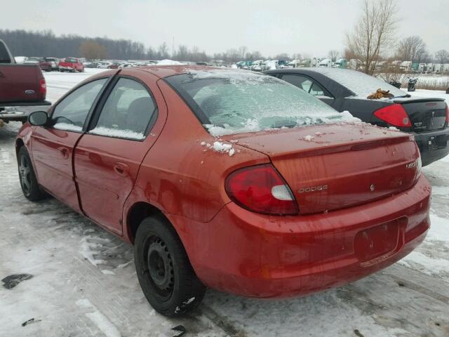 1B3ES46C81D237842 - 2001 DODGE NEON SE ORANGE photo 3