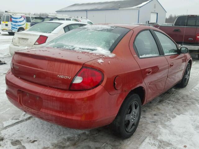 1B3ES46C81D237842 - 2001 DODGE NEON SE ORANGE photo 4