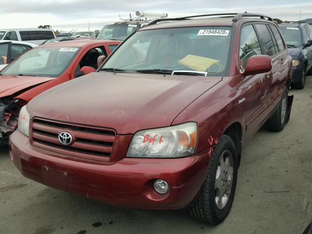 JTEEP21A450104465 - 2005 TOYOTA HIGHLANDER BURGUNDY photo 2