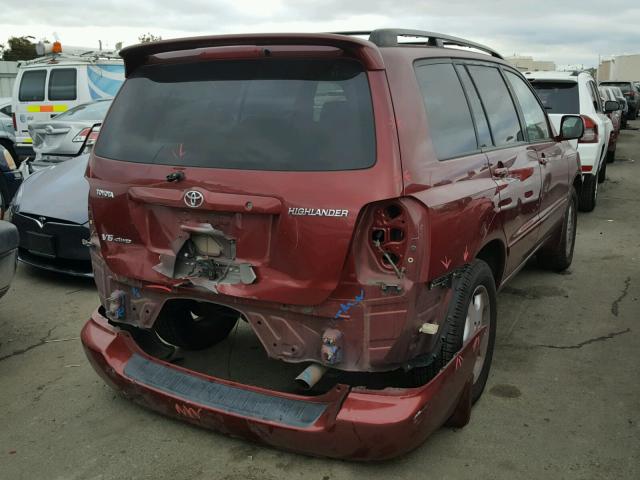 JTEEP21A450104465 - 2005 TOYOTA HIGHLANDER BURGUNDY photo 4