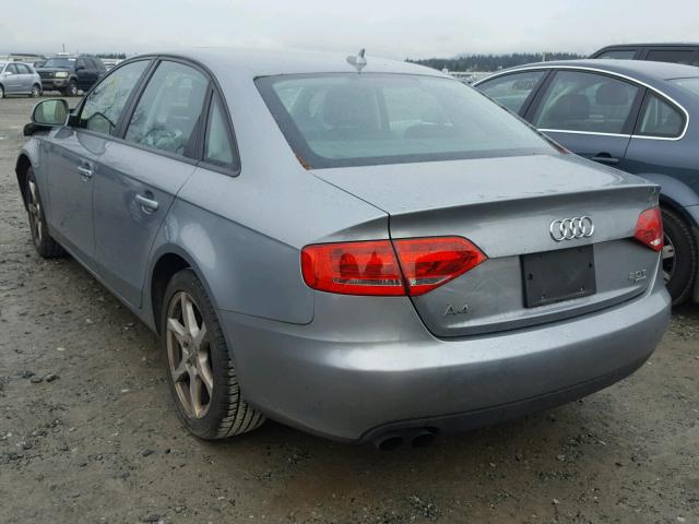 WAULF78K69N037044 - 2009 AUDI A4 2.0T QU GRAY photo 3