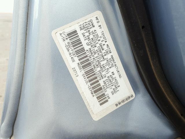 4T1SK12EXNU112379 - 1992 TOYOTA CAMRY LE BLUE photo 10