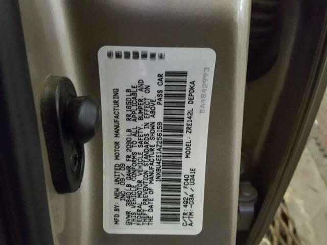 1NXBU4EE1AZ256159 - 2010 TOYOTA COROLLA BA BEIGE photo 10