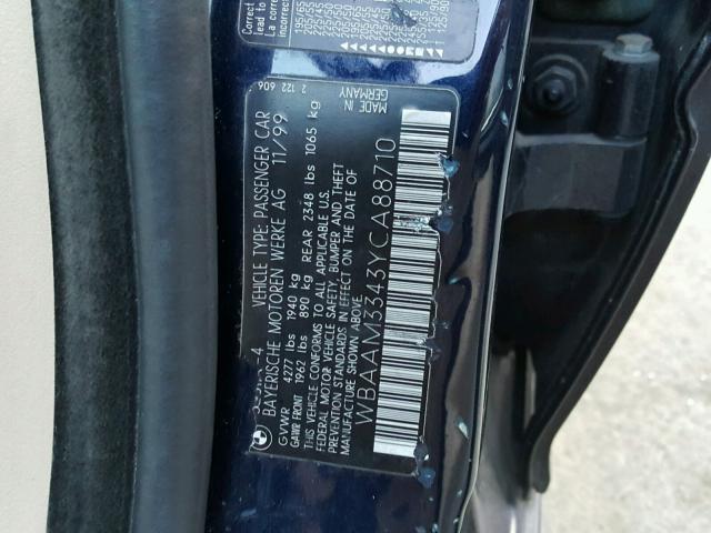 WBAAM3343YCA88710 - 2000 BMW 323 I BLUE photo 10