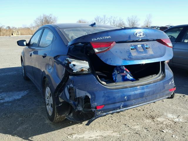 5NPDH4AE4GH775801 - 2016 HYUNDAI ELANTRA SE BLUE photo 3