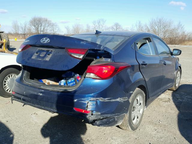 5NPDH4AE4GH775801 - 2016 HYUNDAI ELANTRA SE BLUE photo 4