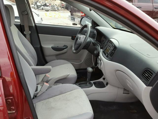 KMHCN4ACXAU421616 - 2010 HYUNDAI ACCENT GLS RED photo 5