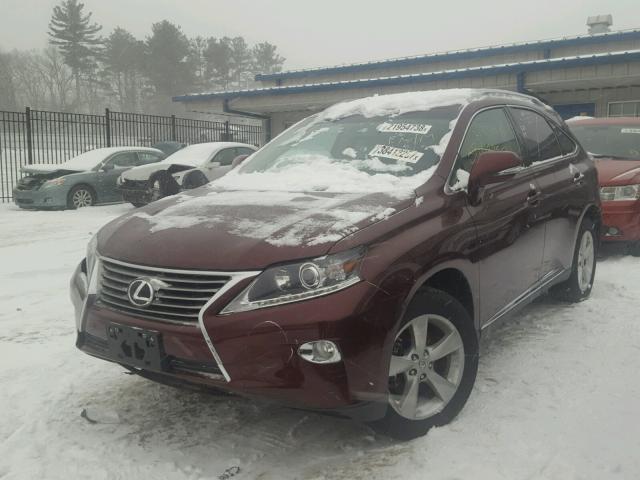 2T2BK1BA4EC234150 - 2014 LEXUS RX 350 MAROON photo 2