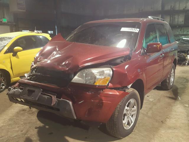 2HKYF184X5H559970 - 2005 HONDA PILOT EX RED photo 2