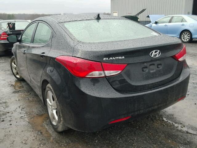 5NPDH4AEXCH063688 - 2012 HYUNDAI ELANTRA GL BLACK photo 3