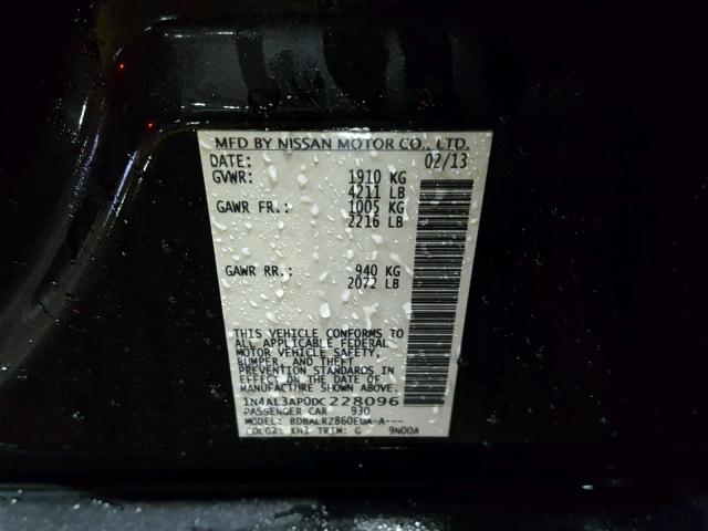 1N4AL3AP0DC228096 - 2013 NISSAN ALTIMA 2.5 BLACK photo 10