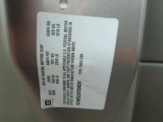 1G1NE52J9Y6348391 - 2000 CHEVROLET MALIBU LS 银色 照片 10