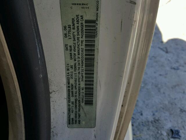 3VWPF31Y46M333162 - 2006 VOLKSWAGEN NEW BEETLE 奶油色 照片 10