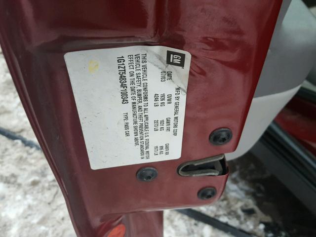 1G1ZT54834F100343 - 2004 CHEVROLET MALIBU LS 栗色 照片 10