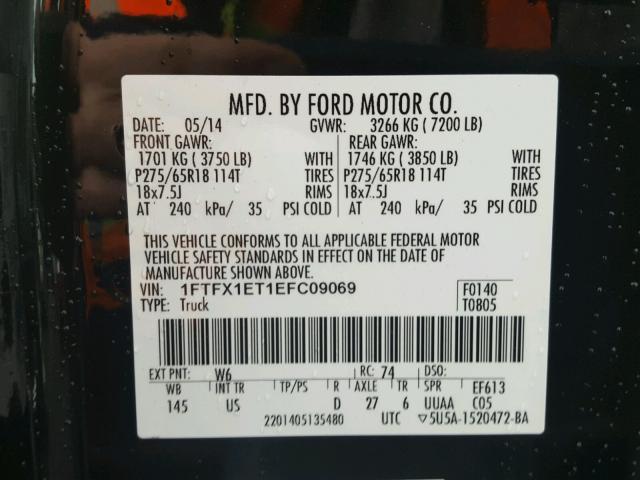 1FTFX1ET1EFC09069 - 2014 FORD F150 SUPER GREEN photo 10