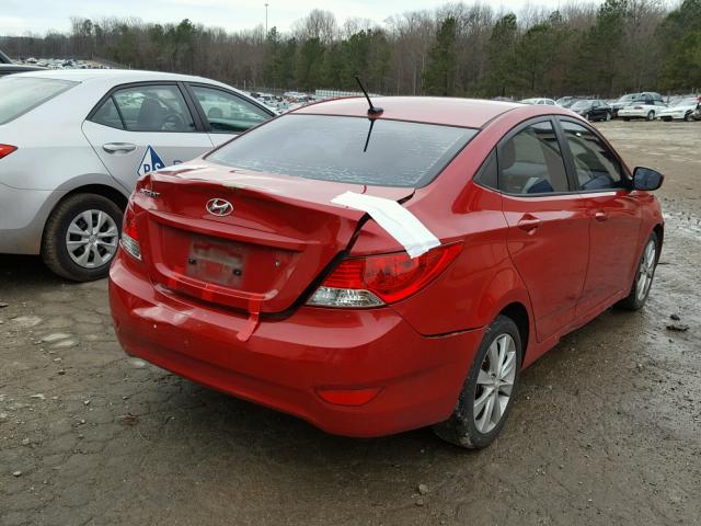 KMHCU4AE9CU181918 - 2012 HYUNDAI ACCENT GLS RED photo 4