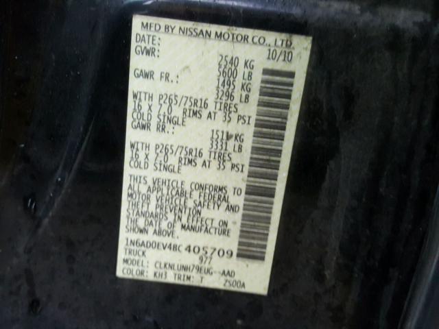 1N6AD0EV4BC405709 - 2011 NISSAN FRONTIER S BLACK photo 10