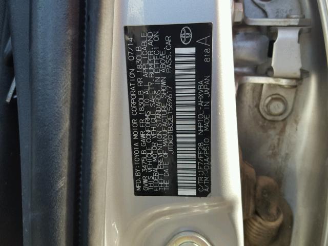 JTDKDTB32E1569617 - 2014 TOYOTA PRIUS C SILVER photo 10