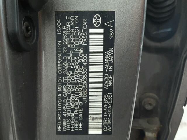 JTDBE32K353014300 - 2005 TOYOTA CAMRY LE ნაცრისფერი ფოტო 10