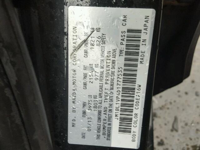 JM1BL1VP4D1777535 - 2013 MAZDA 3 I BLACK photo 10