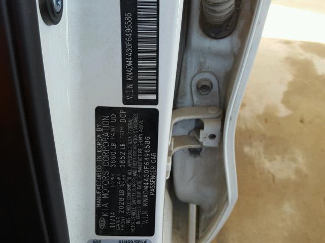 KNADM4A30F6496586 - 2015 KIA RIO LX Սպիտակ լուսանկար 10