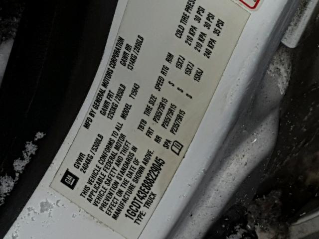 1GCDT43E888229045 - 2008 CHEVROLET COLORADO L WHITE photo 10