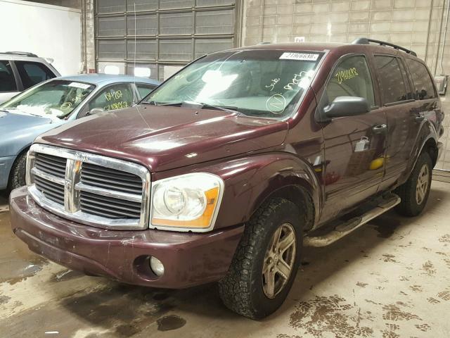 1D4HB48N15F598532 - 2005 DODGE DURANGO SL MAROON photo 2