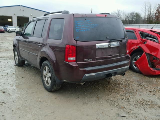 5FNYF384X9B017199 - 2009 HONDA PILOT EX MAROON photo 3