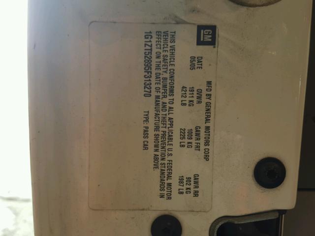 1G1ZT52895F313270 - 2005 CHEVROLET MALIBU LS WHITE photo 10