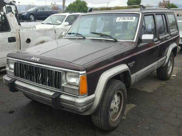 1J4FJ58S7NL111428 - 1992 JEEP CHEROKEE L MAROON photo 2