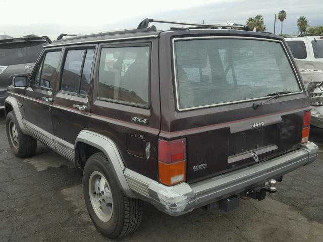 1J4FJ58S7NL111428 - 1992 JEEP CHEROKEE L MAROON photo 3