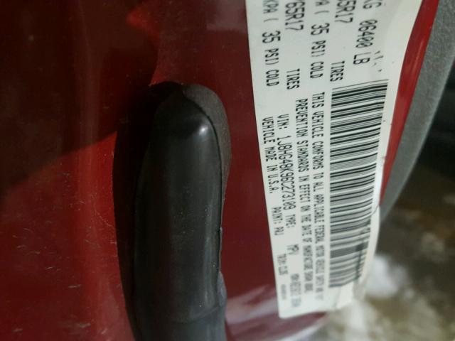 1J8HG48K96C273109 - 2006 JEEP COMMANDER წითელი ფოტო 10