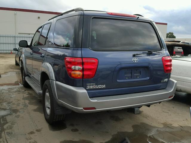 5TDZT34A91S048243 - 2001 TOYOTA SEQUOIA SR BLUE photo 3