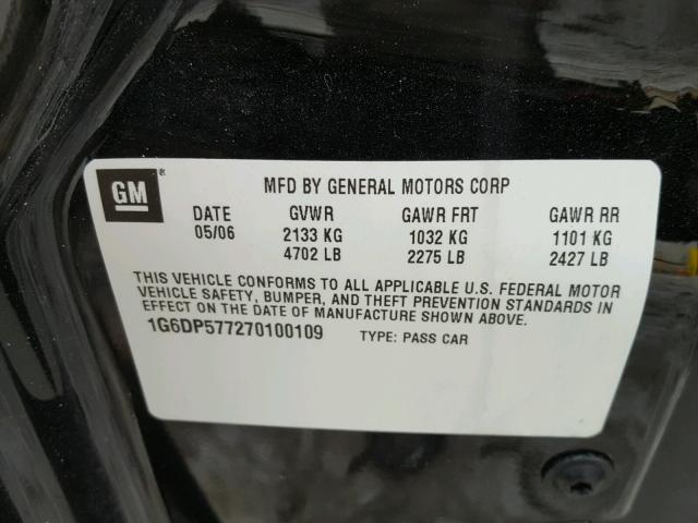 1G6DP577270100109 - 2007 CADILLAC CTS HI FEA BLACK photo 10