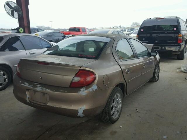 1B3ES46C81D133772 - 2001 DODGE NEON SE BEIGE photo 4